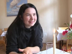 Amazing teen brunette solo interview