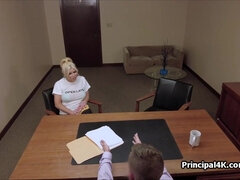 Bikini mommy blows head teacher at his office