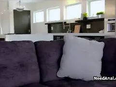 Big dildo followed by a big cock in amazing teen ass