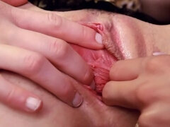 Slow motion pink pussy licking
