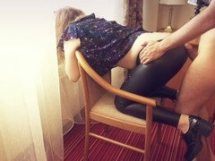 Fur-covered ginger babe Ginger Ale got super wet while I fucked her in leather and latex pants