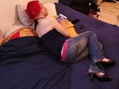 Hot Red Head Tranny Playing with Herself