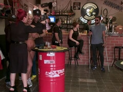 Busty Blonde Candela X Submits In Biker Bar