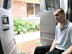 Tricked str8 twink fucks gay asshole in van until he cums