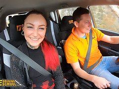 Fakedrivingschool tattoo babe sharlotte thorne smokes instructors dong