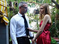 Pik sutte, Hundestilling, Kjole, Udendørs, Trusser, Fisse, Mager