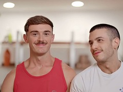 Erotic jock banged by big white cock in doggy style