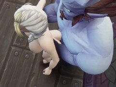Blonde sorceress enjoys massive blue cock - World of Warcraft spoof