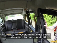 German tourist with small tits fucks horny taxi driver