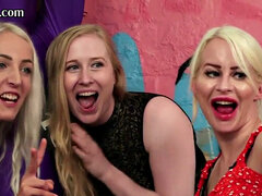 3some CFNM ladies jerk cock in classy HJ to cumshot