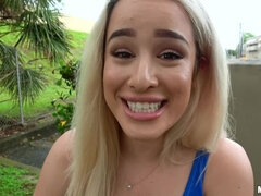 Curvy Blonde Rides Dick In Garage