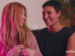 Allemand, Embrassement, Lesbienne, Léchez, Chatte, Suçant