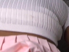 Pressuring Step Sister for Kinky Wet Pussy Fucking, Point of View Blowjob on Restroom Toilet, Debauched Taboo Sex in Pink Dress