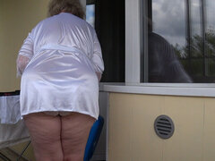 I Am Watching a Plump Neighbor on the Balcony. Big Ass in White Panties. PAWG.