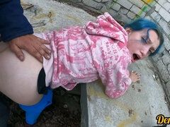 Blue eyes, pov blowjob, public