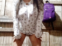 Your Vagina Causes Me an Orgasm! Stepsis Dances Sexy on the Chair and Shows Me Her Tight and Pink Vagina