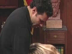 Blonde beauty enchants with sultry oral passion in daring intimacy