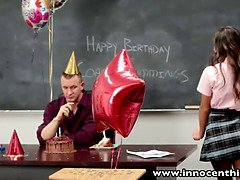 Chichi Medina's birthday surprise: Innocenthigh teen fucks teacher's big cock in uniform