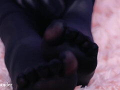 5 Fingers Pantyhose, Foot Fetish 4k Video Close Up Feet With Feet Slave