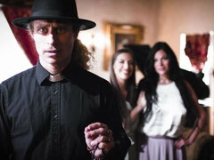 デカ尻, デカチン, フェラチオ, 茶髪の, バック, 女 人男 人, 三人, オッパイの