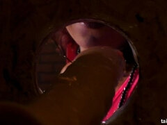 Gloryhole Leaves Red Haired Hunny Covered In Goo
