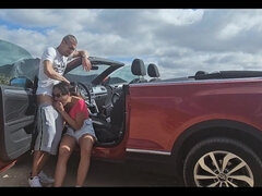 Avsugning, Bil, Sperma shot, Milf, Utomhus