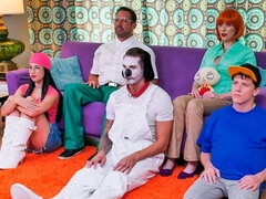 엉덩이, 오랄섹스, 흑갈색 머리, 핸드잡, 면도된, 청소년, 젖가슴