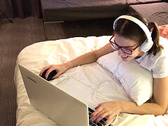 Femelle, Lunettes, Masturbation, Orgasme, Adolescente