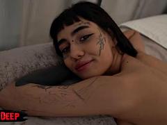 First Hardcore DP 3on1 for Newbie Tottooed 20 Yo