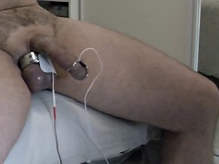 Real woman milks my husband with e-stim