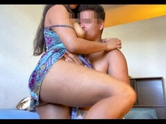 My best friend Melzinha Sanchez visited me without panties and got her pussy stuffed
