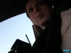 Leie, Blasen, Auto, Im freien, Pov, Öffentlich, Rotschopf, Reiten