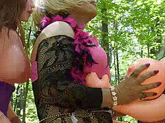 Breast lovin� Crossdresser enjoys to play With Blowup Doll Titties slide show