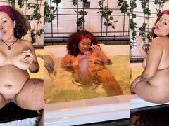 Banheiro, Mulher linda e grande, Feito em casa, Latina, Fumar, Solo chão