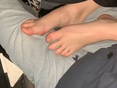 Foot worship, public footjob, footjob tease