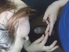 Naughty girl gives a sensual blowjob to a massive 8-inch BBC in the darkness (Part 1)