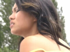 Anal, Asiatisk, Brunett, Sperma shot, Ansiktsbehandling, Utomhus, Verklighet, Trekant