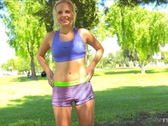 금발의, 여자, Hd, 야외의, 혼자, 장난감들