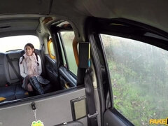 Pigtailed British chick pays for taxi with her wet pussy