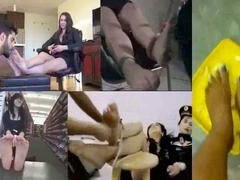 Dominant femdom play between friends with foot worship fetish