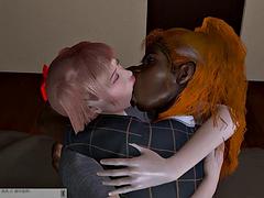 3D interracial girls sexfight