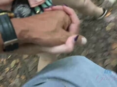 Rococo Royalle's Amateur Footjob: Roadside Encounter with a Hairy Redhead