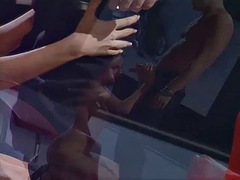 Elegant brunette gives herself anally