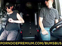 Public van hookup with curvy German beauty Paris in "Butts BUS"