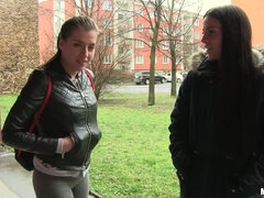 Euro Chick Flashes Ass for Cash