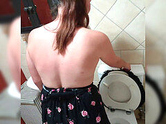 chubby teen likes taking dad for a piss
