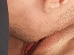 Hubby Cleanup MILF's Cum Covered Pussy After Kitchen Sex and Cumkiss and More