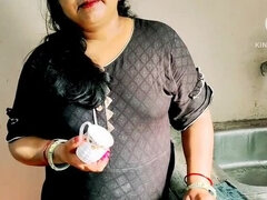 Hot Indian Bhabhi Rough Fuck in Kitchen - Hindi Dirty Talk & Cumshot