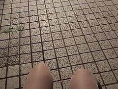 Stockings with Short Skirt and White Panties.