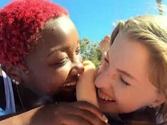 Three busty lesbian whores are having an interracial FFF